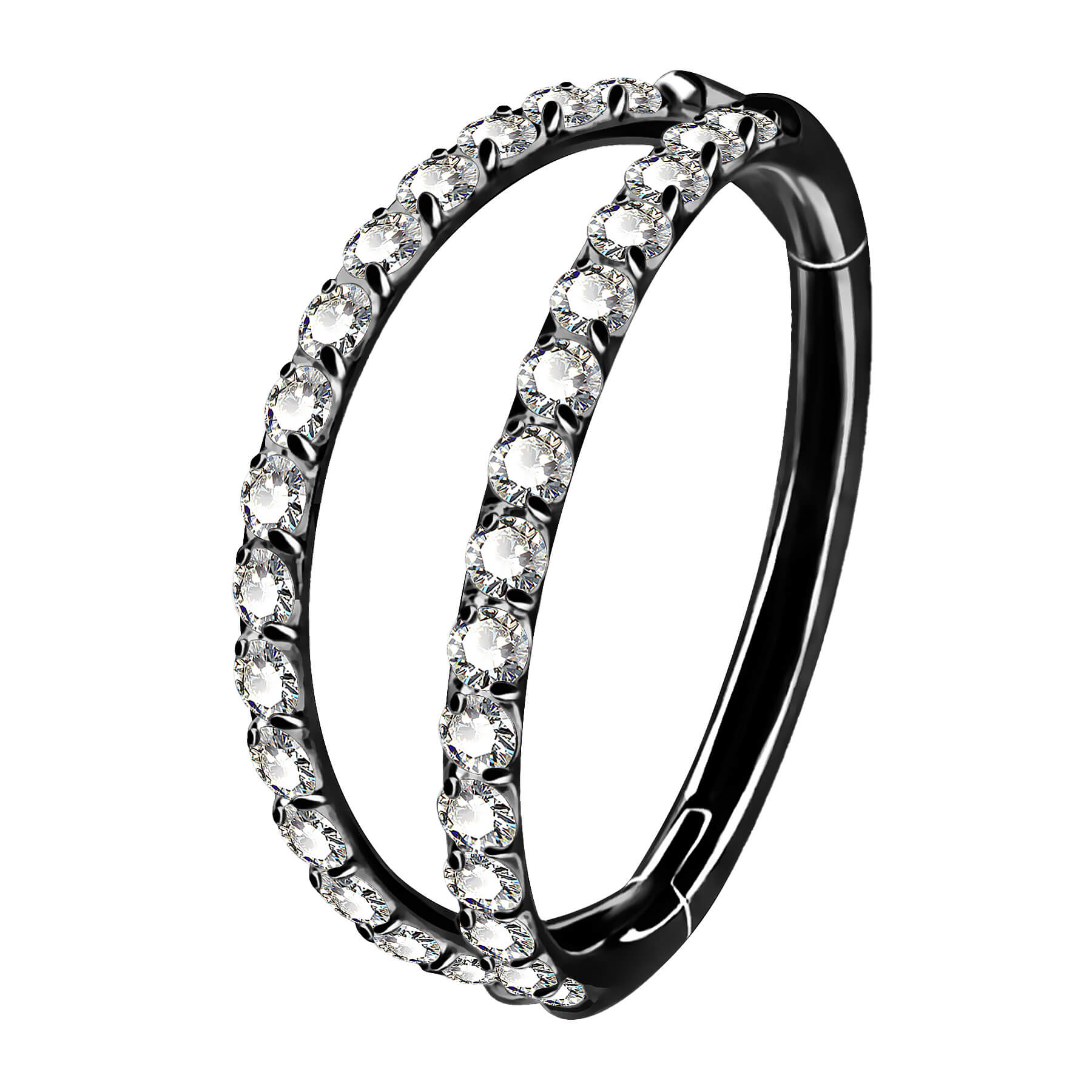 18G CZ Double Hoop Segment Nose Ring