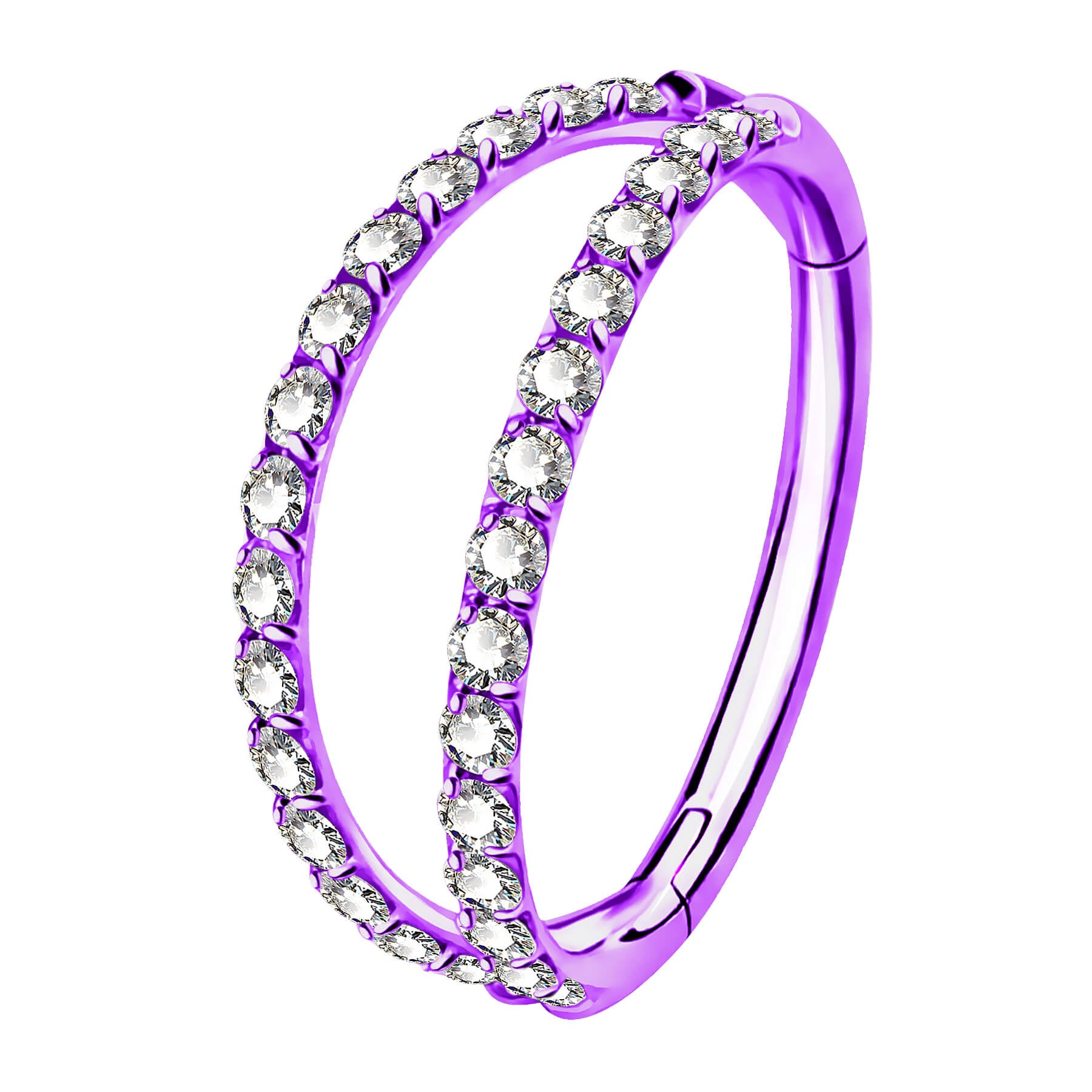18G CZ Double Hoop Segment Nose Ring