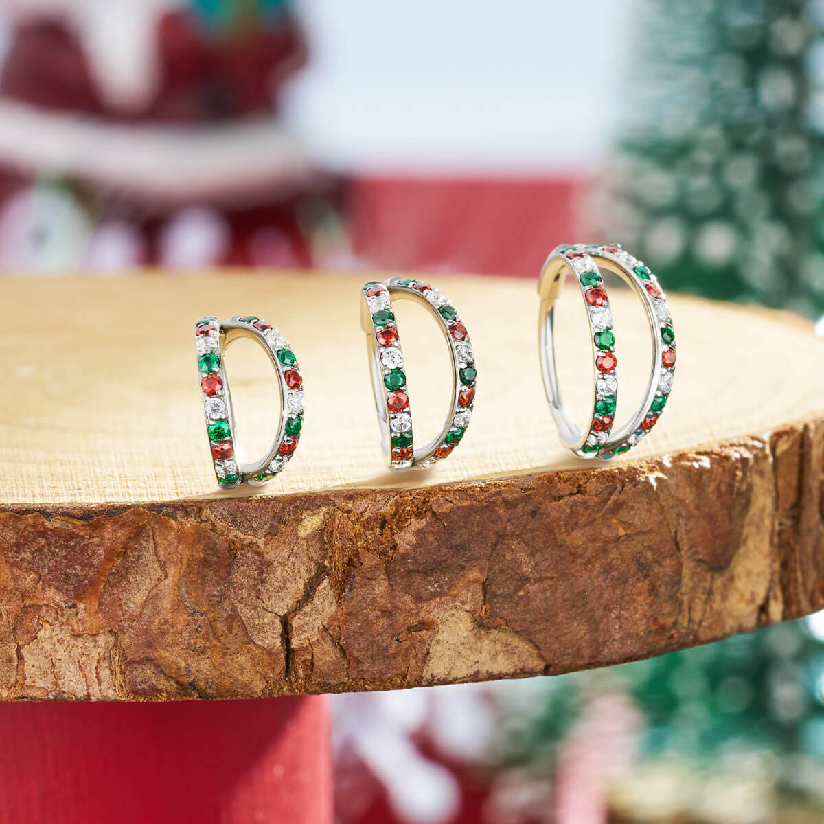 20G Christmas Combo Double Hoop Segment Nose Ring