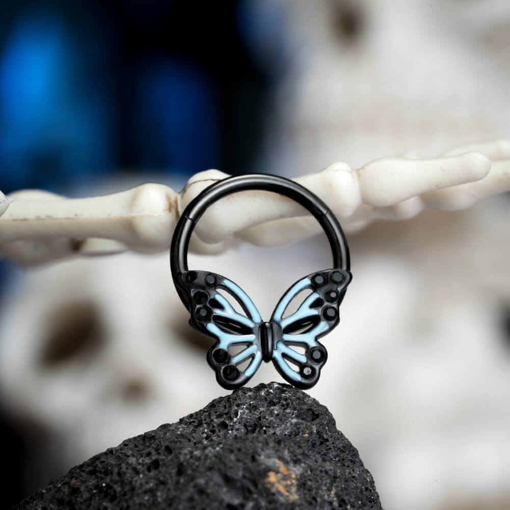 oufer blue butterfly septum ring