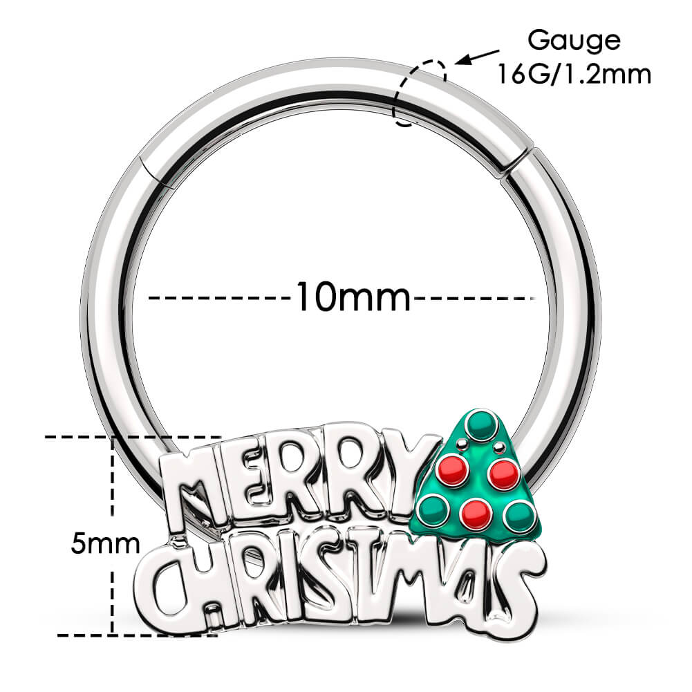 Merry Christmas Lettering Daith Septum Ring