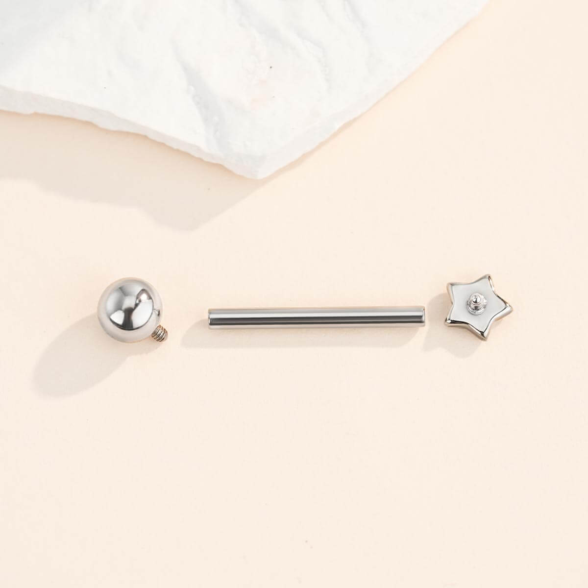 Star Internally Threaded Titanium Tongue Barbell