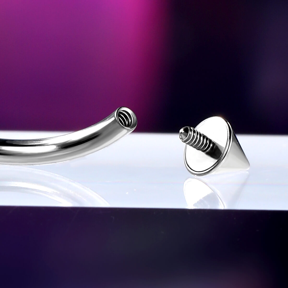 internally threaded Hexagram eyebrow ring