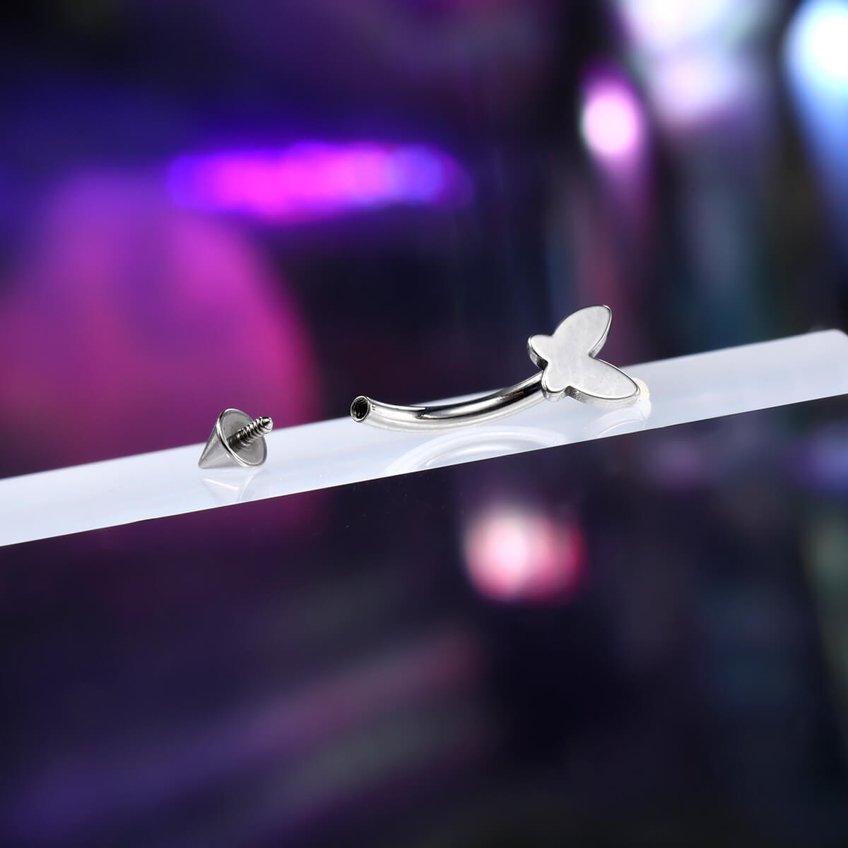 internally threaded butterfly eyebrow ring