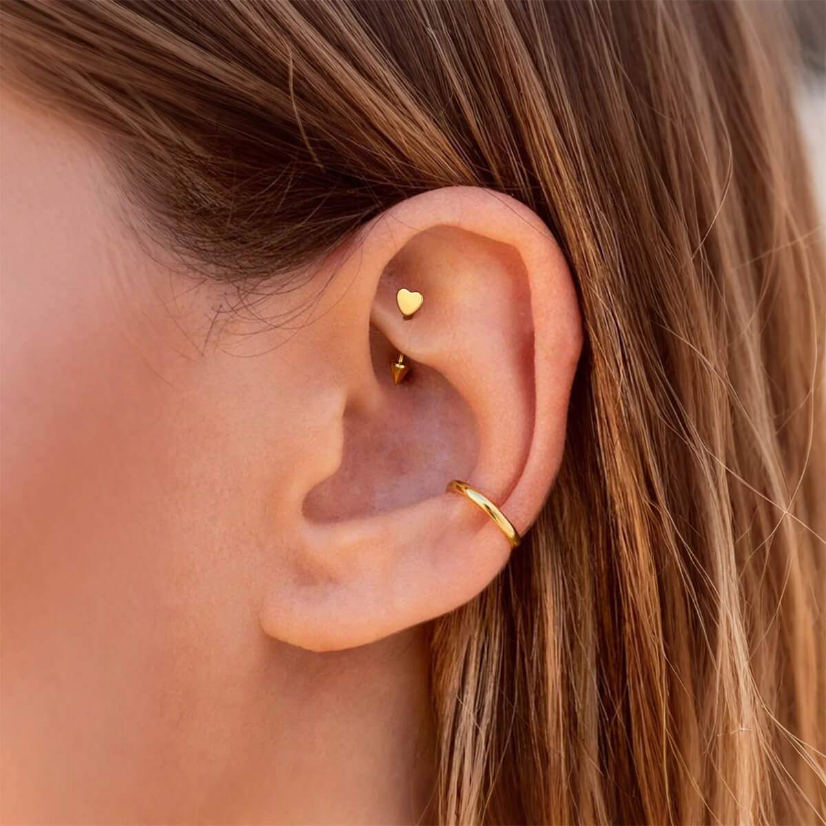 Flat Heart Spike Titanium Eyebrow Ring