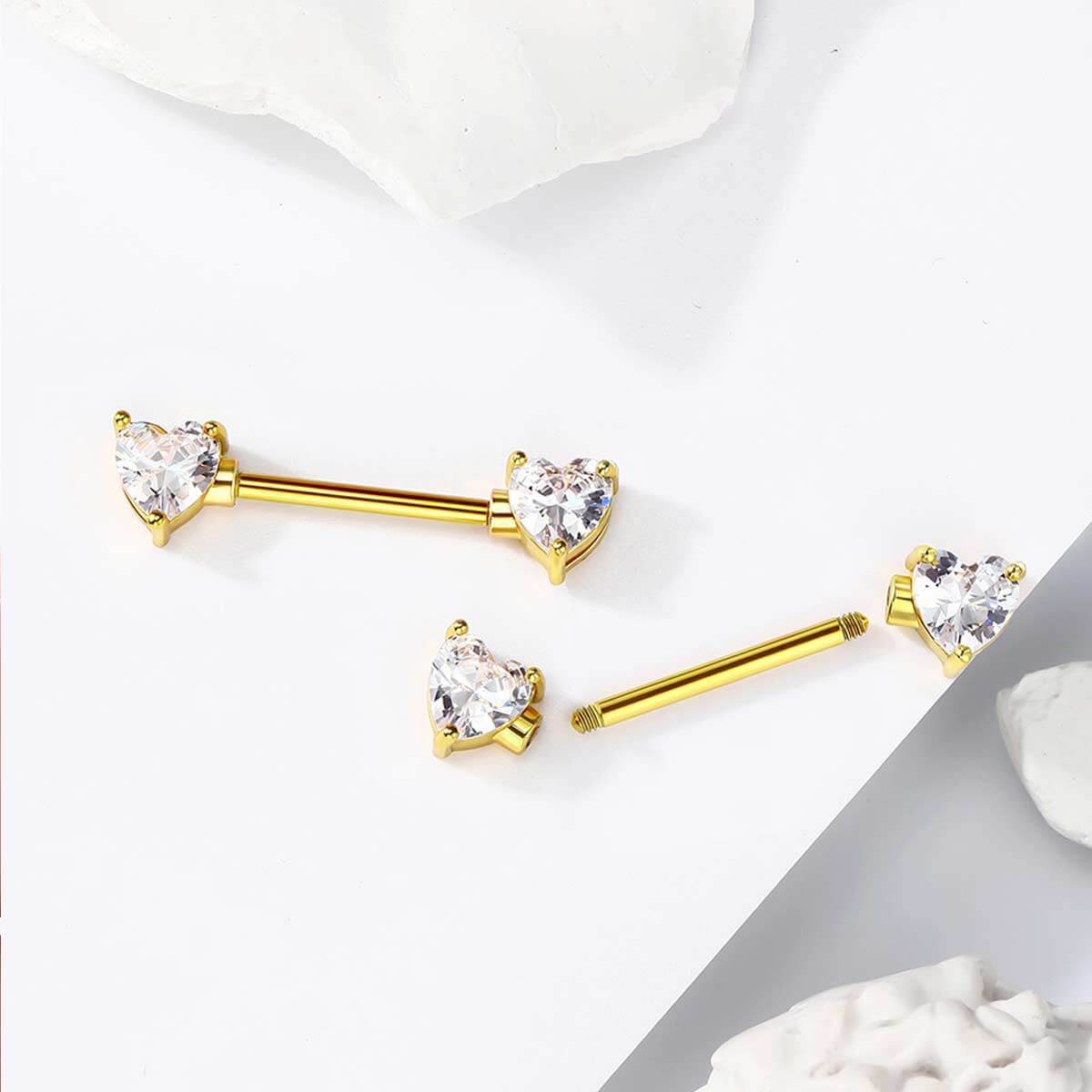 Heart CZ Titanium Nipple Jewelry