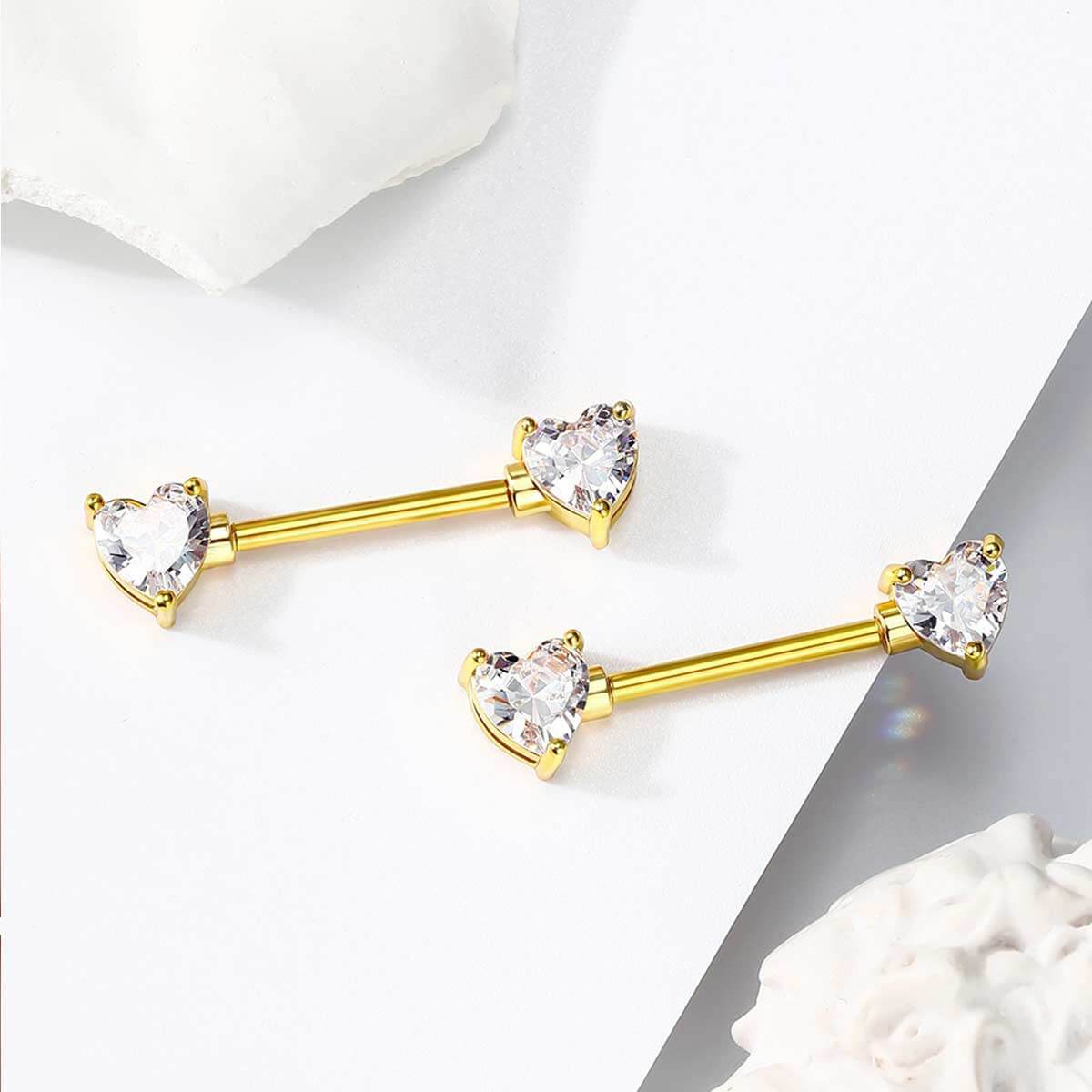 Heart CZ Titanium Nipple Jewelry