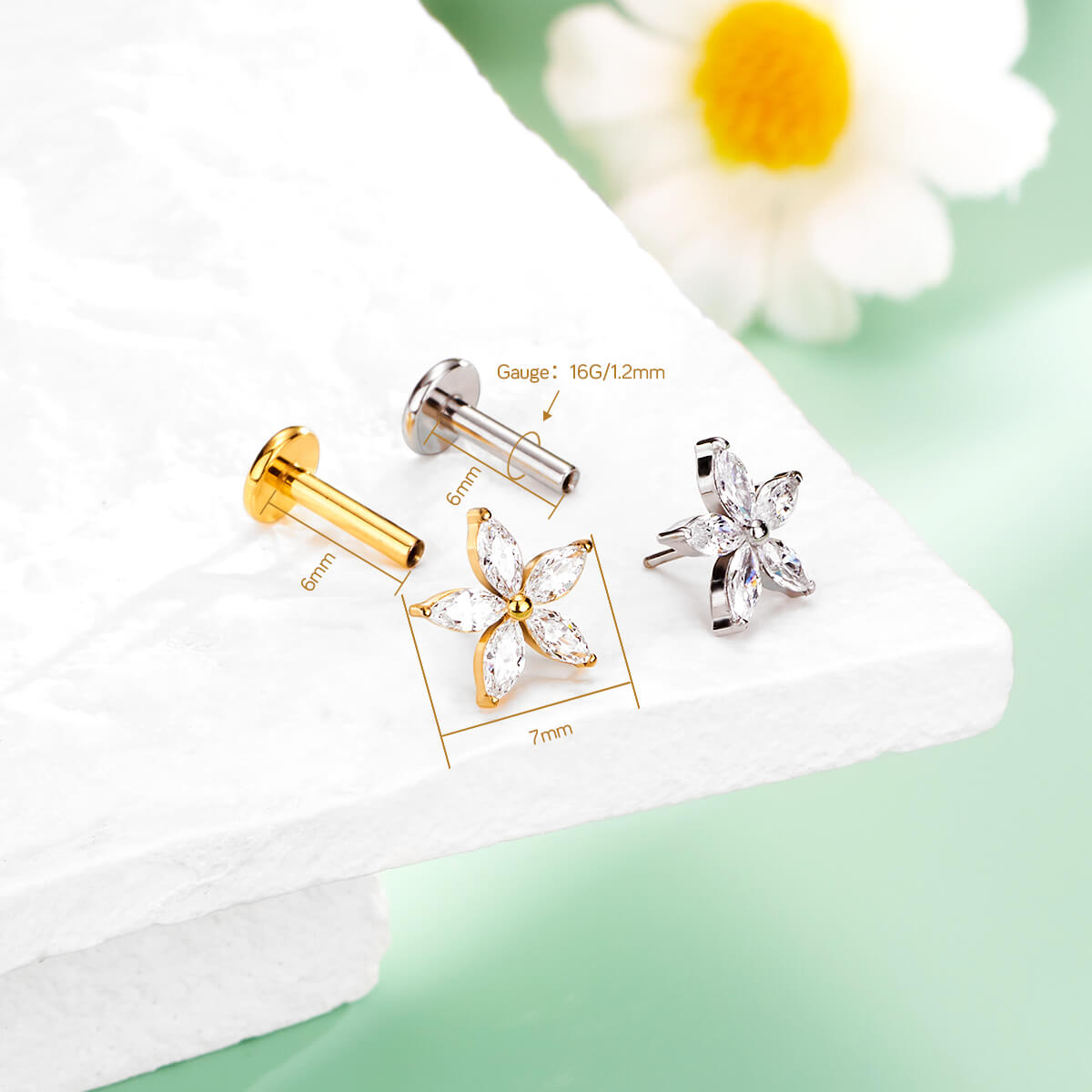 6mm flower tragus stud