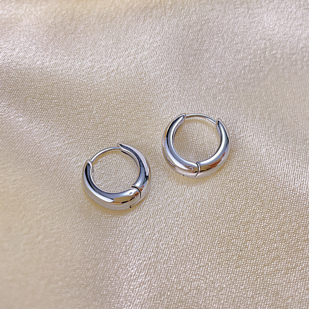 2PCS Simple Elegant Stainless Steel Hoop Earrings