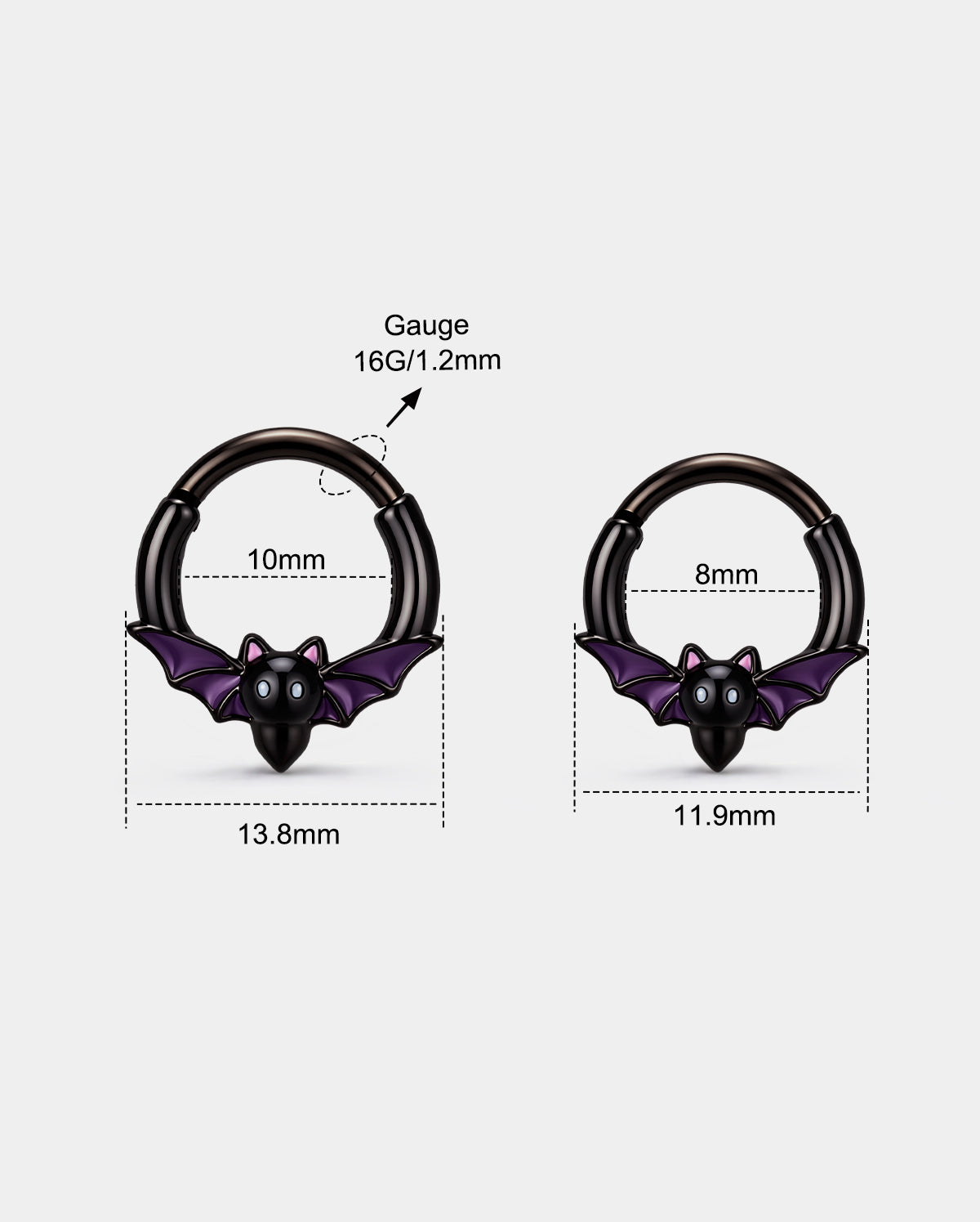 Purple Bat Halloween Segment Septum Ring