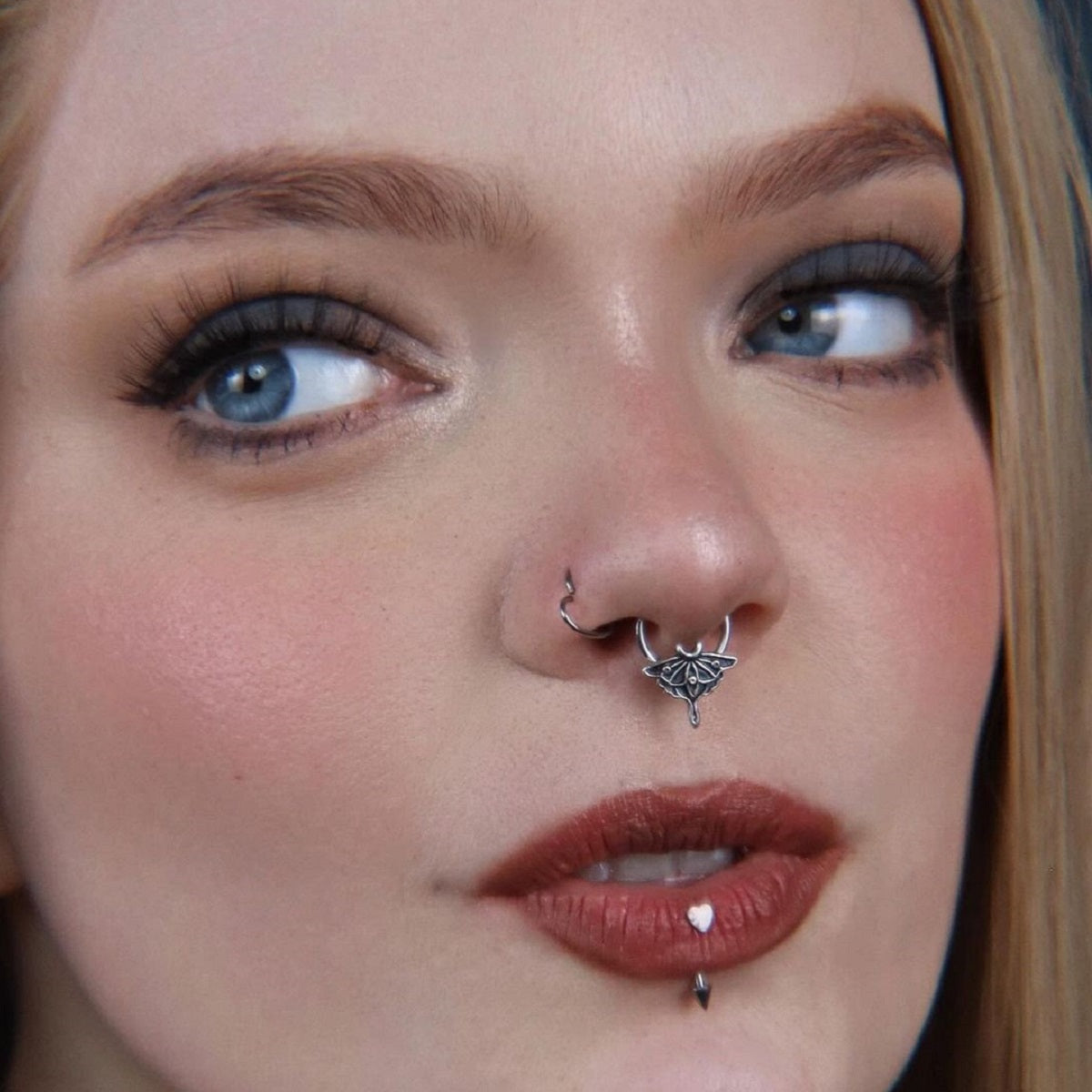 Flat Heart Spike Titanium Eyebrow Ring