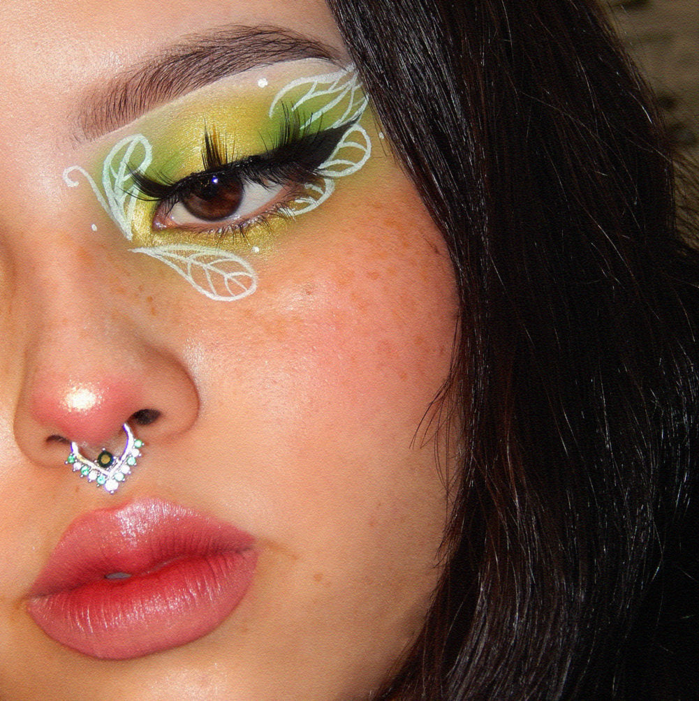 Green & Clear CZ V-Shape Clicker Septum Ring