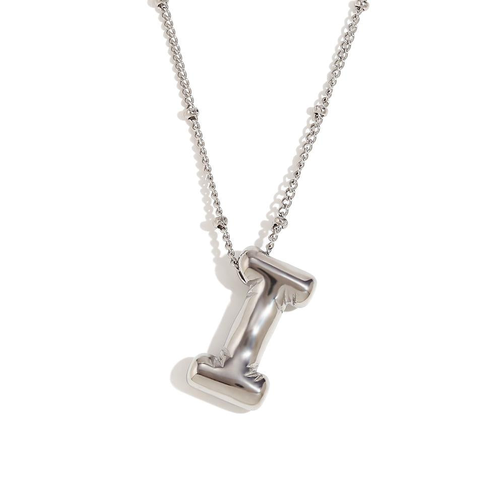 Bubble Chunky Initial Letter Pendant Necklace