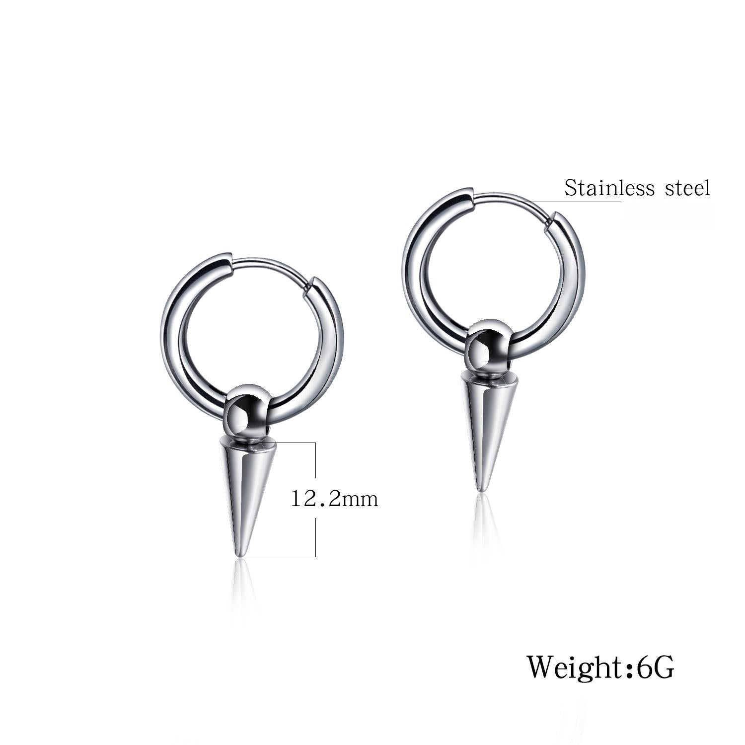 2PCS Punk Spike Dangle Clicker Earrings