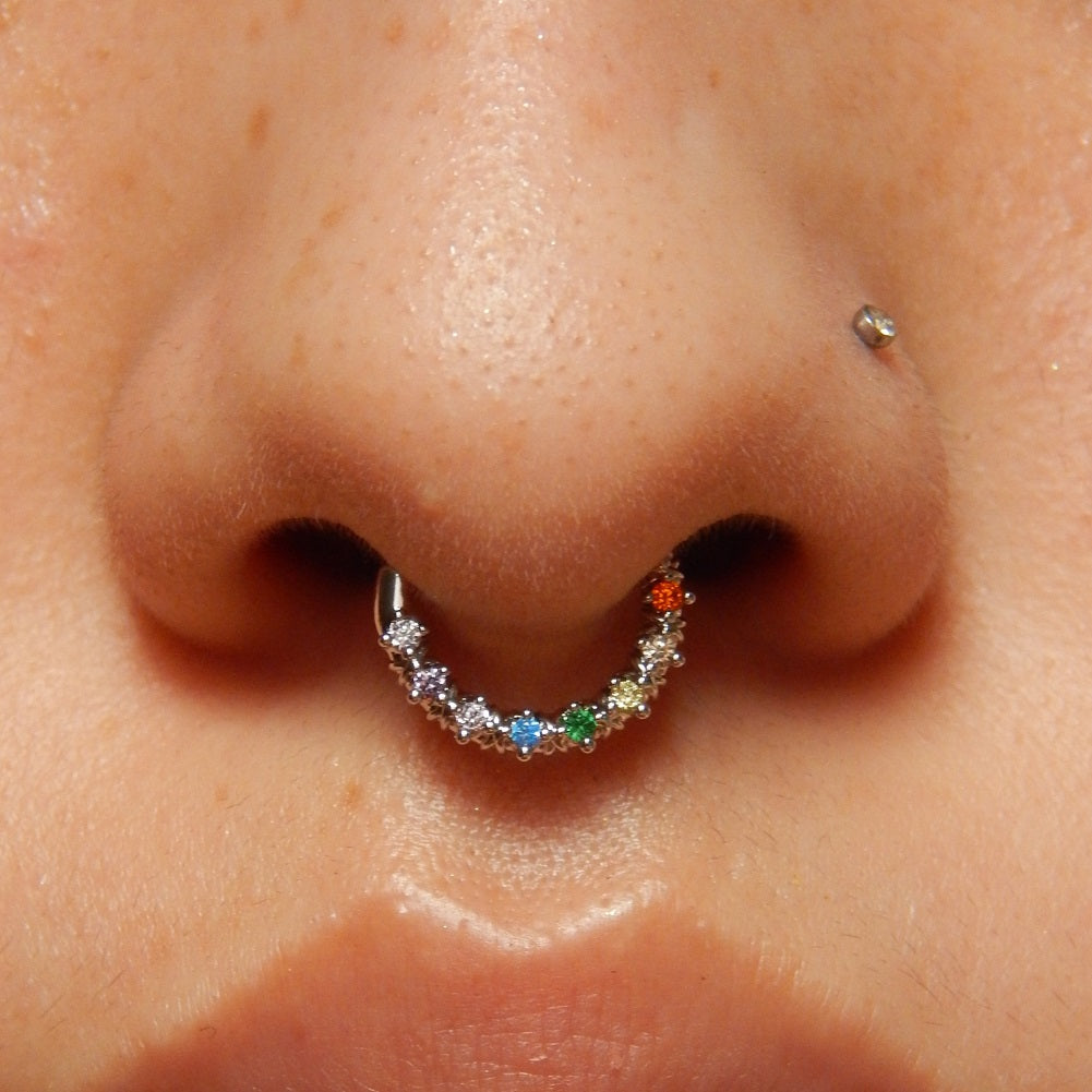 Colorful CZ Segment Daith Septum Ring