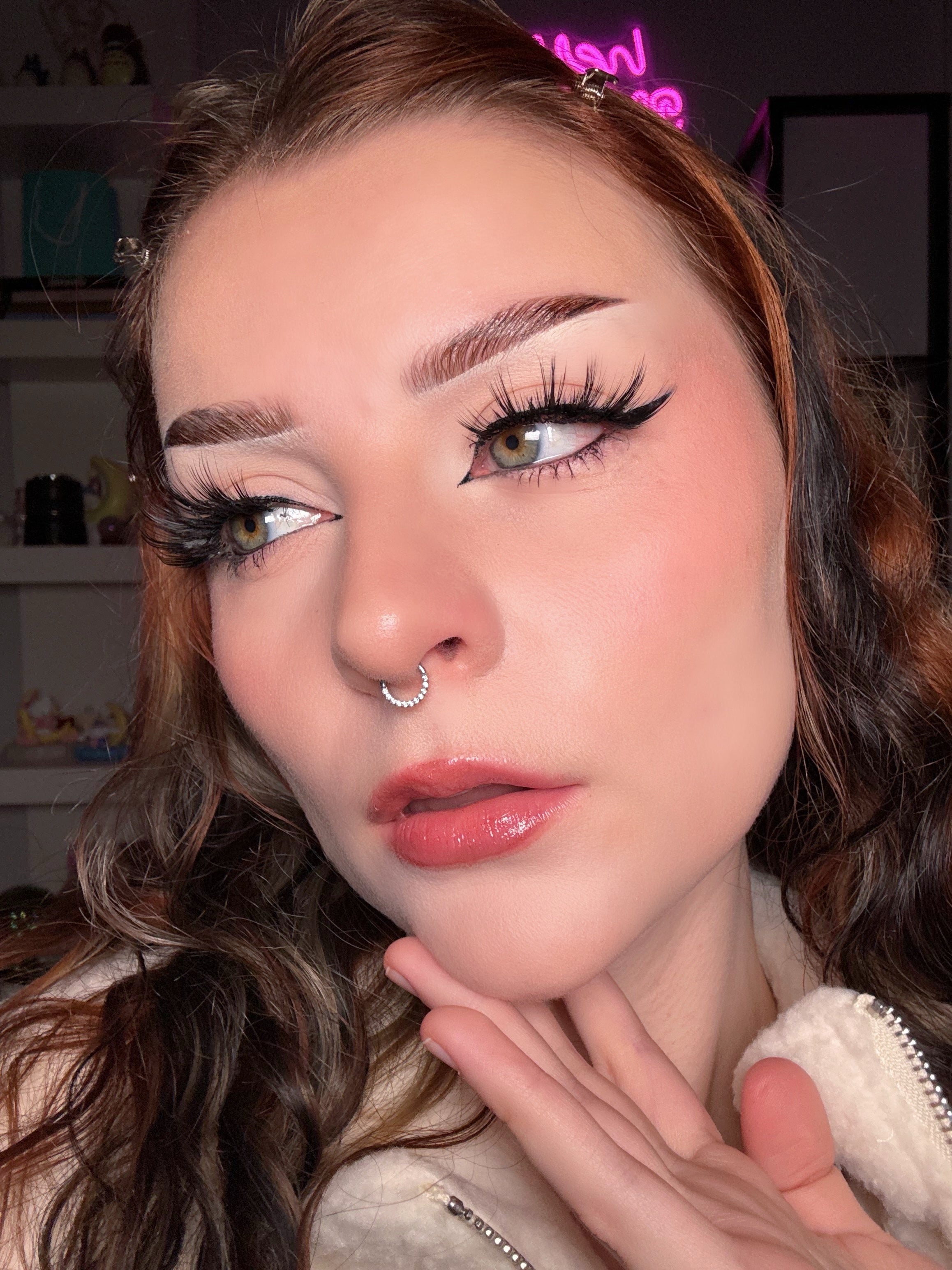 16G claro CZ con bisagras segmento pendiente anillo de tabique