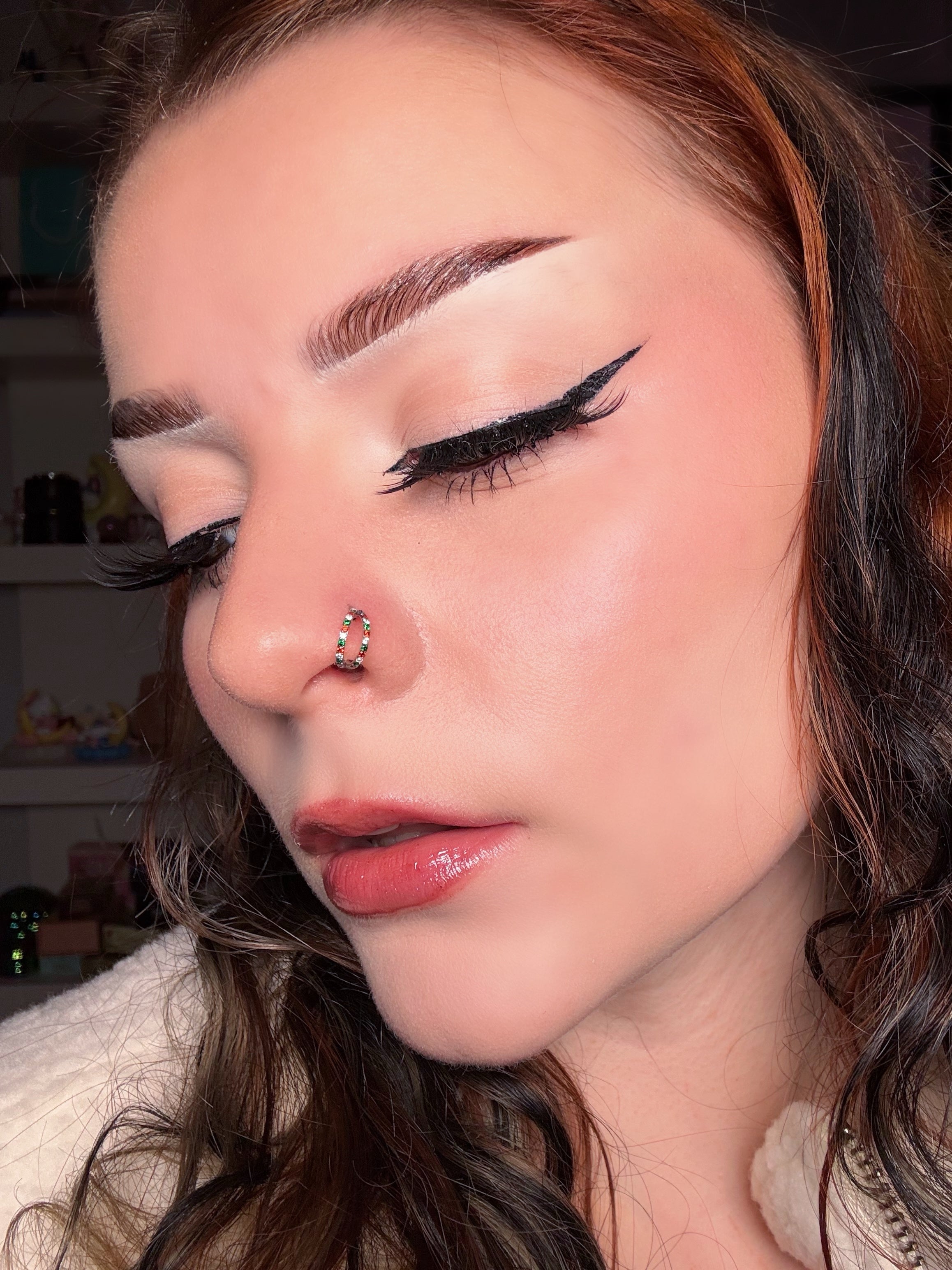 18G Christmas Combo Double Hoop Segment Nose Ring