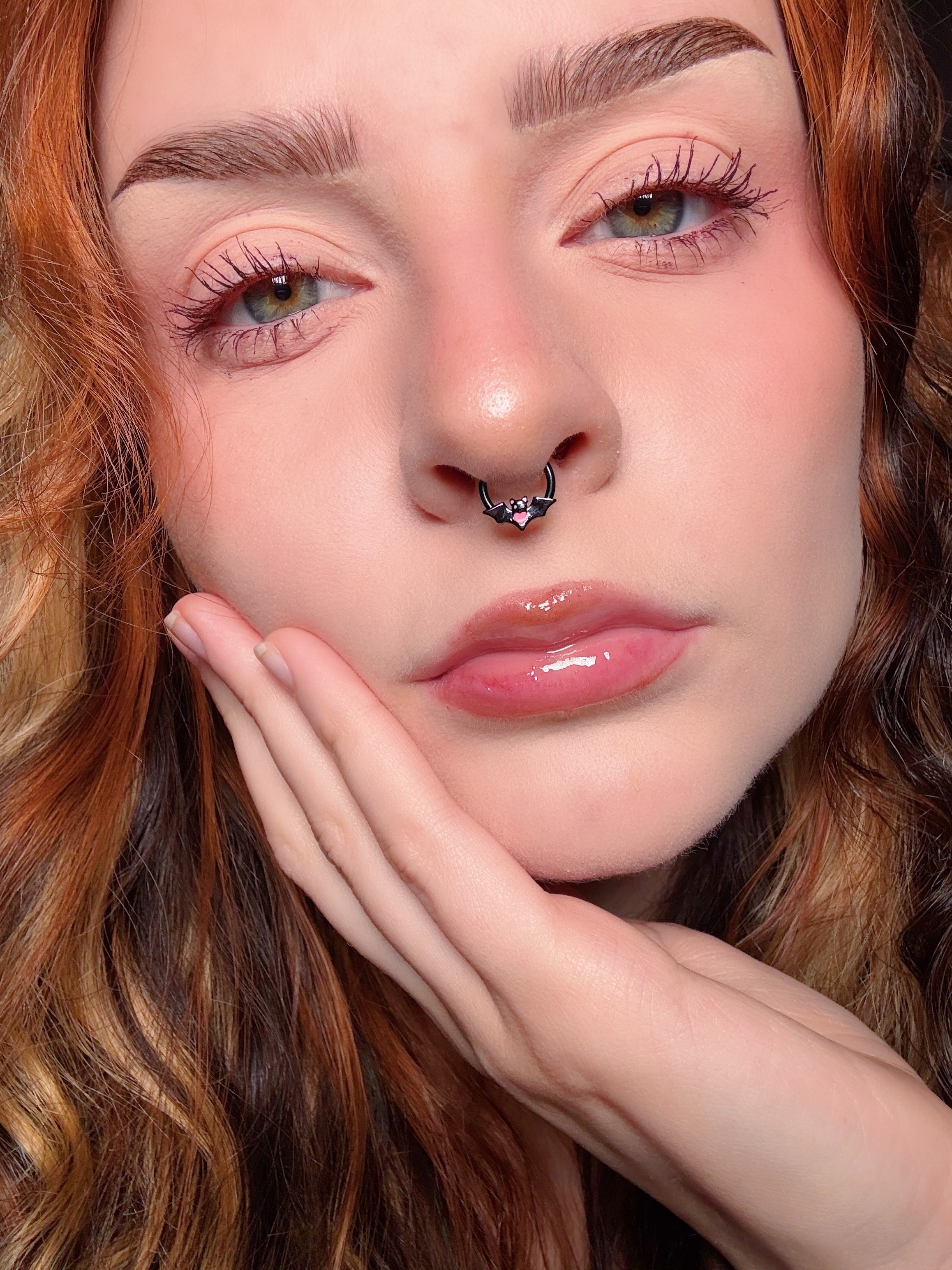 Bat Pink Heart Daith Septum Ring