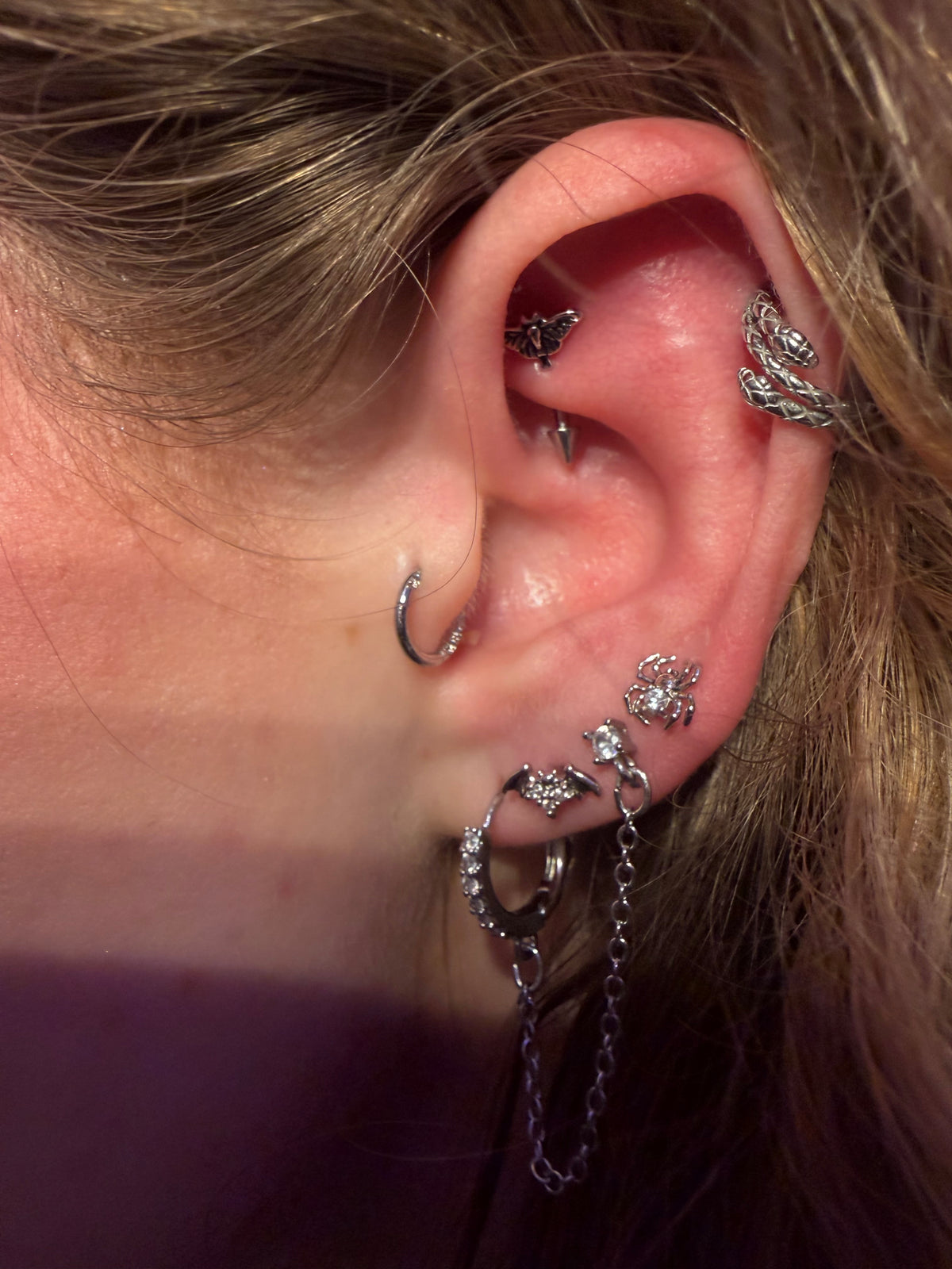 Moth Spike Curved Barbell Eyebrow Ring