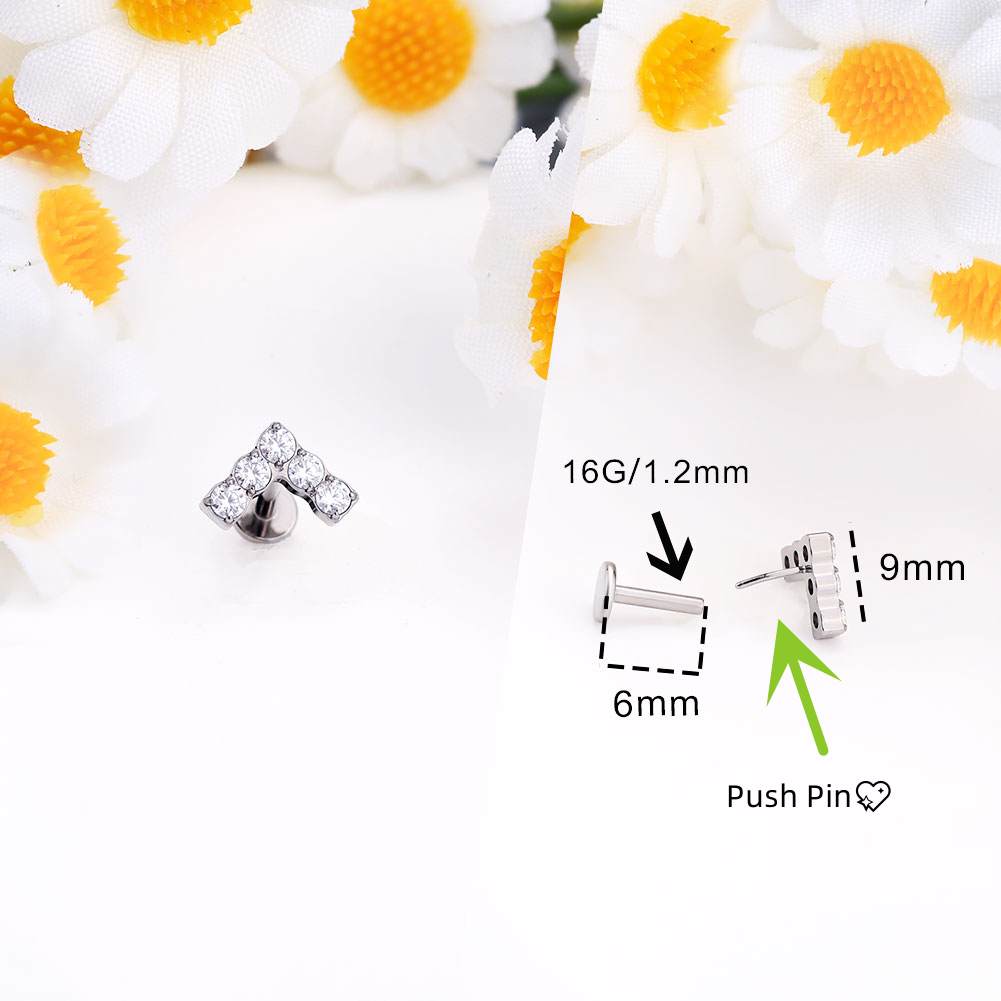 Cute Shape CZ Titanium Cartilage Stud Set
