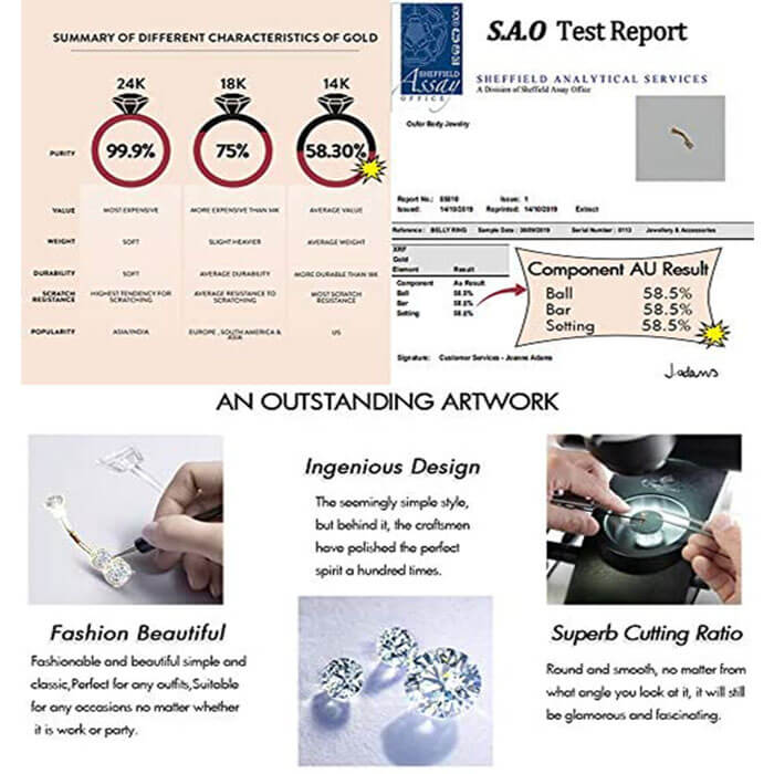 14k belly ring - OUFER BODY JEWELRY