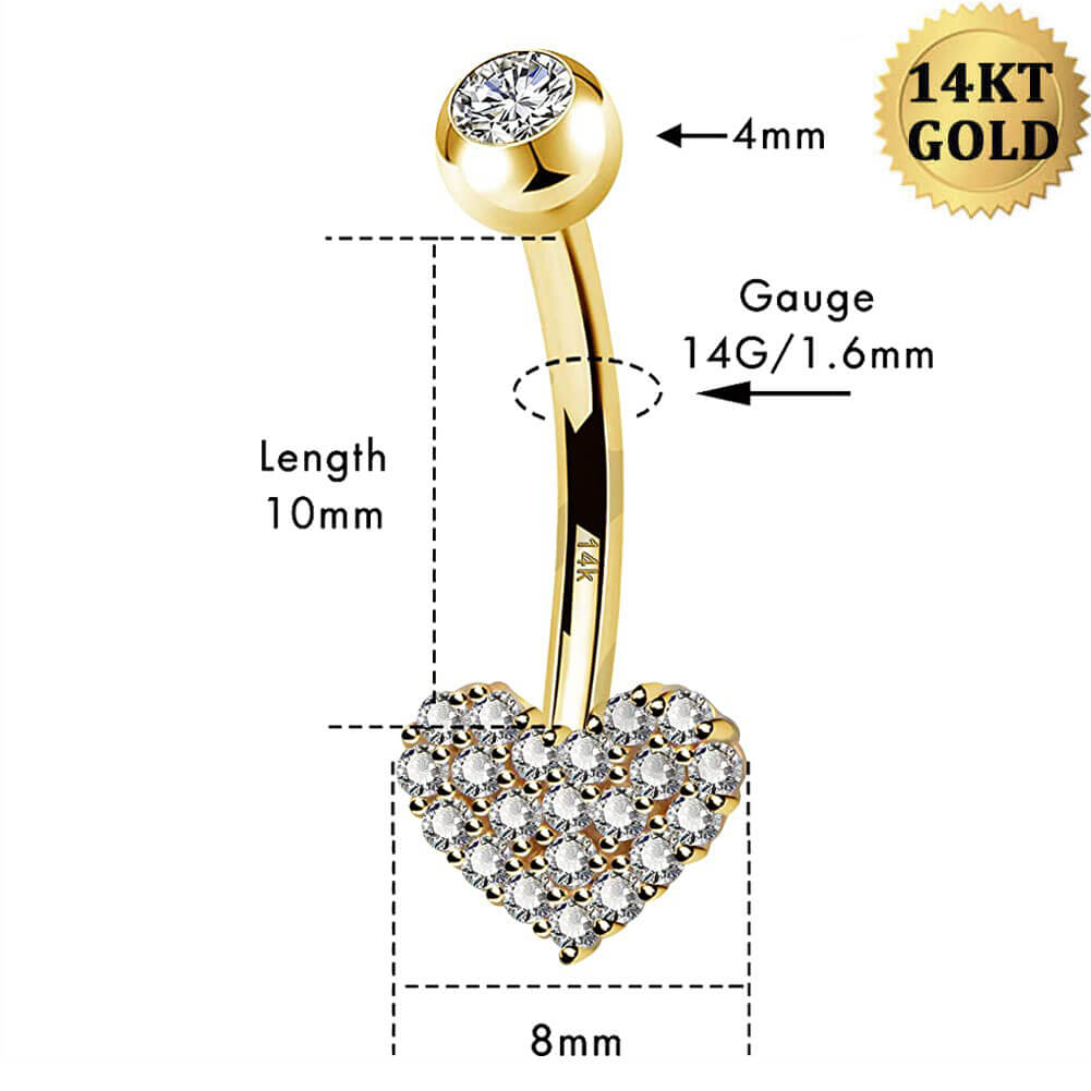 14g heart belly ring