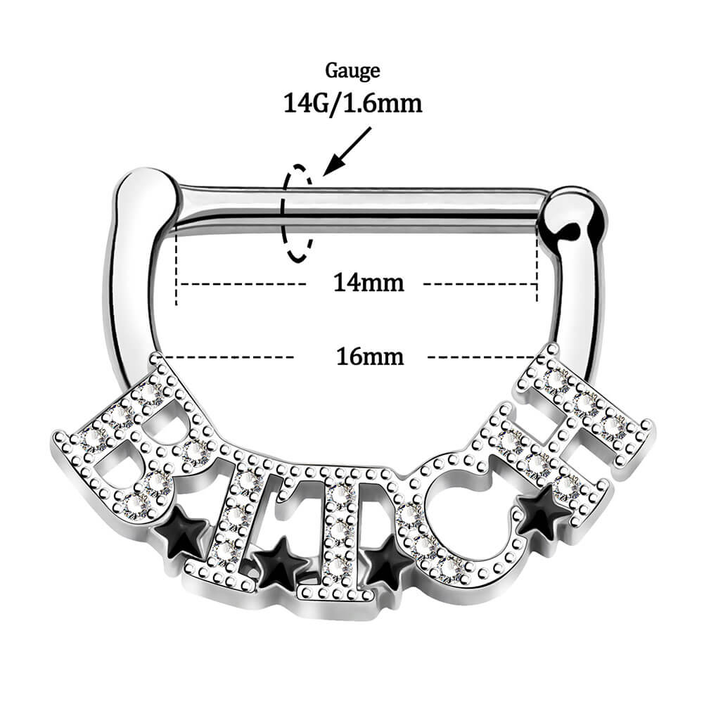 2Pcs CZ Letter Nipple Rings Pair