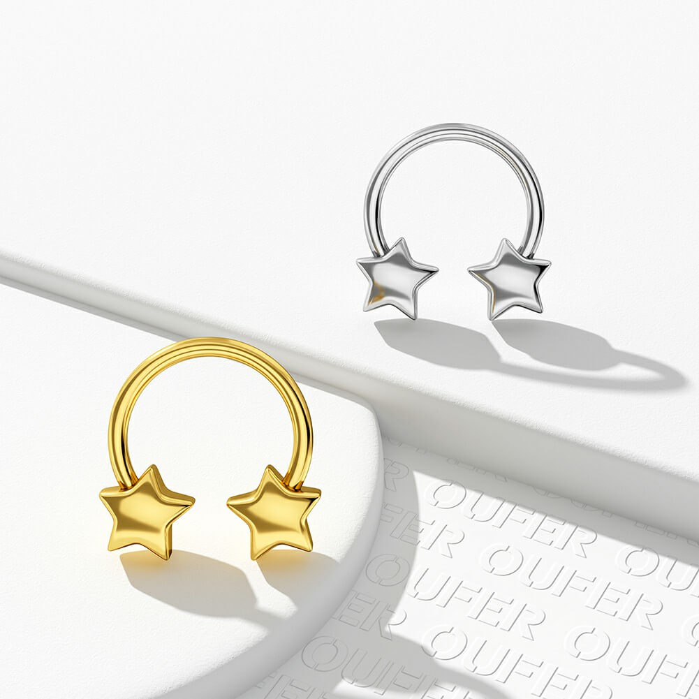 oufer body jewelry star horseshoe septum