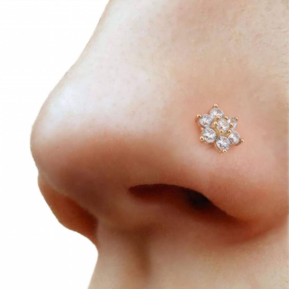 flower labret nose stud