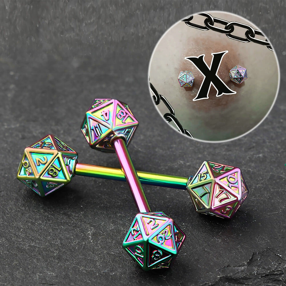 dice nipple barbell rings