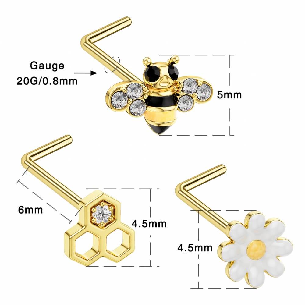 20g L shaped nose stud