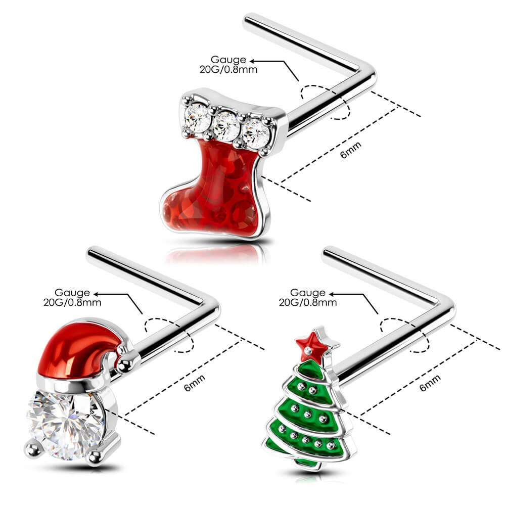 20g christmas nose stud