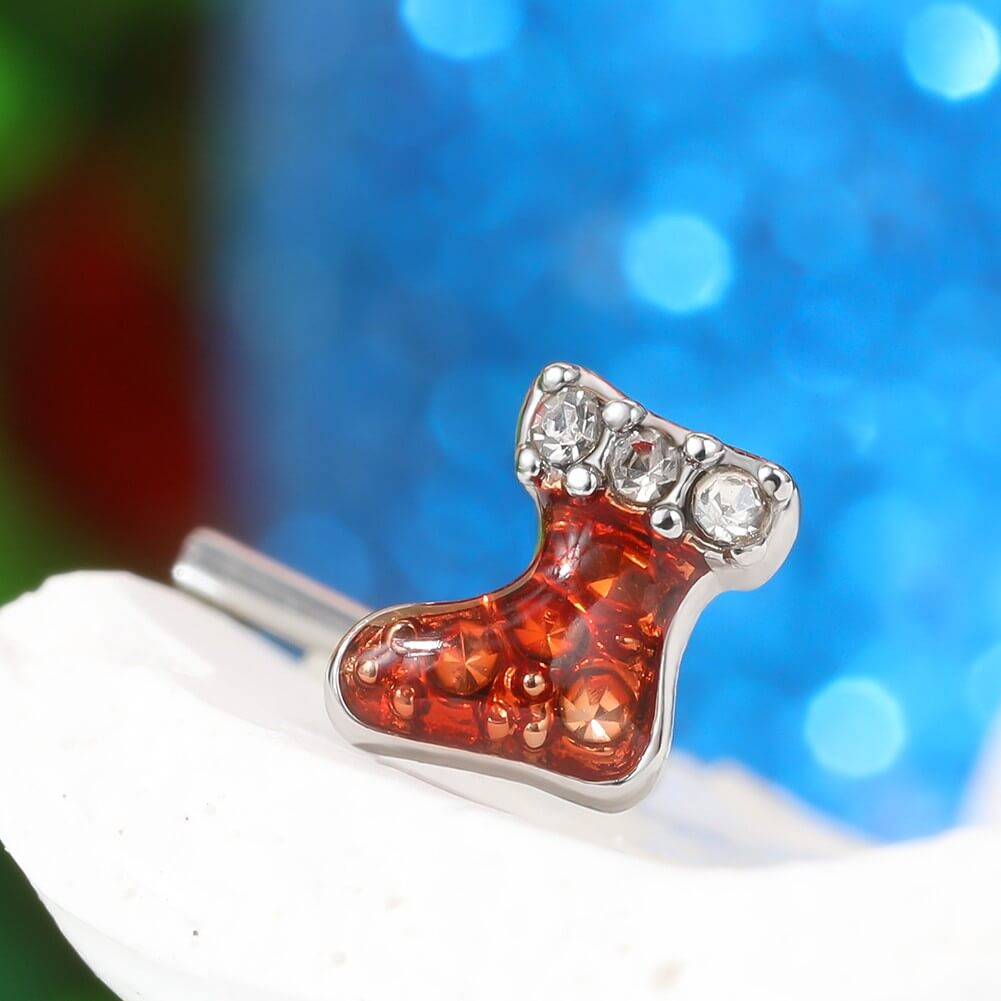 Christmas stock L shaped nose ring stud