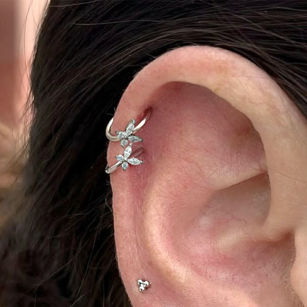 18G CZ Butterfly Segment Nose Ring