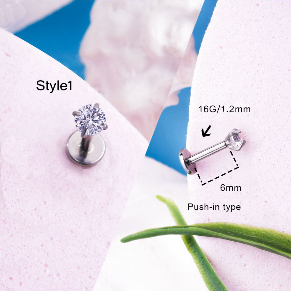 Sparkling CZ-Set Titanium Cartilage Stud