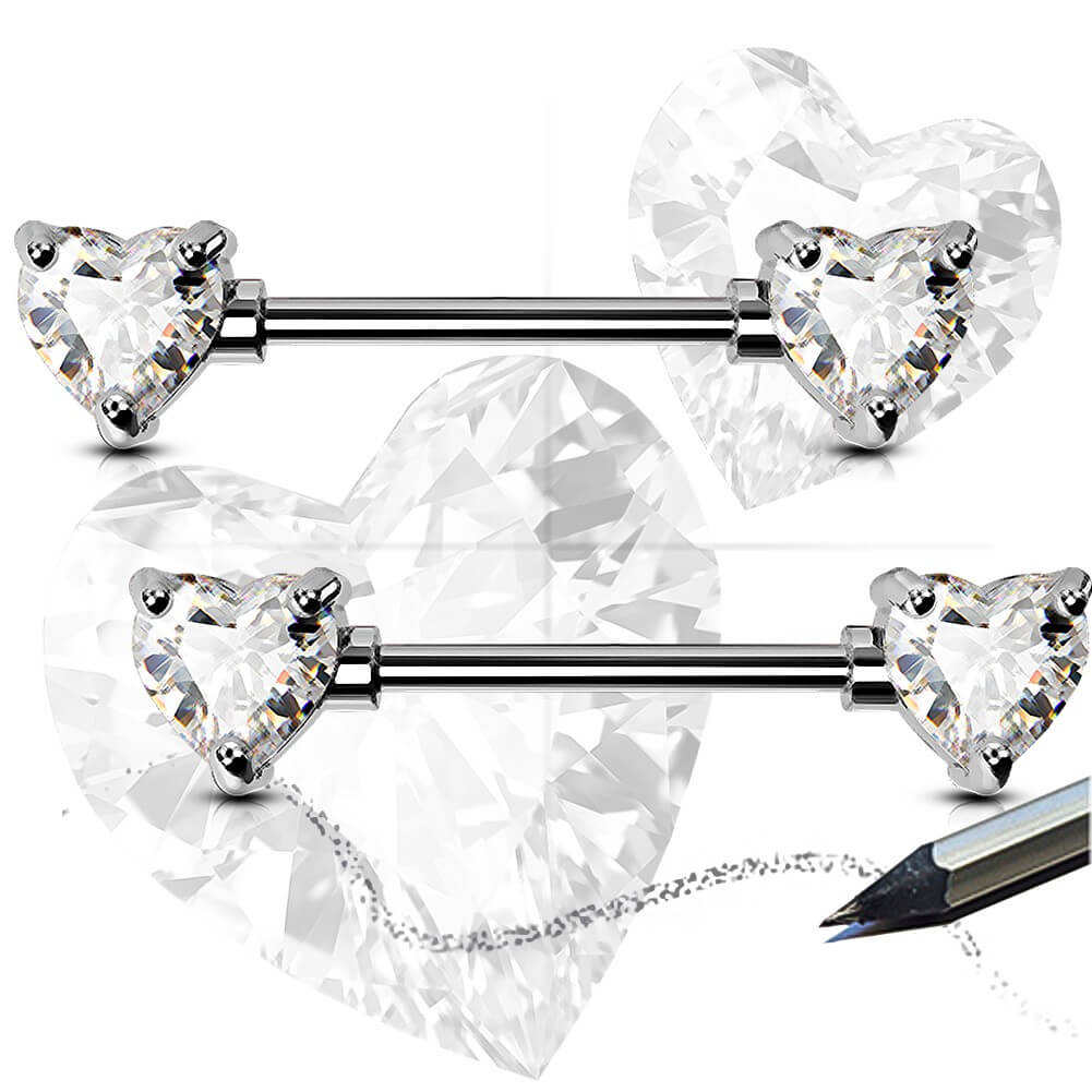 Heart CZ Titanium Nipple Jewelry