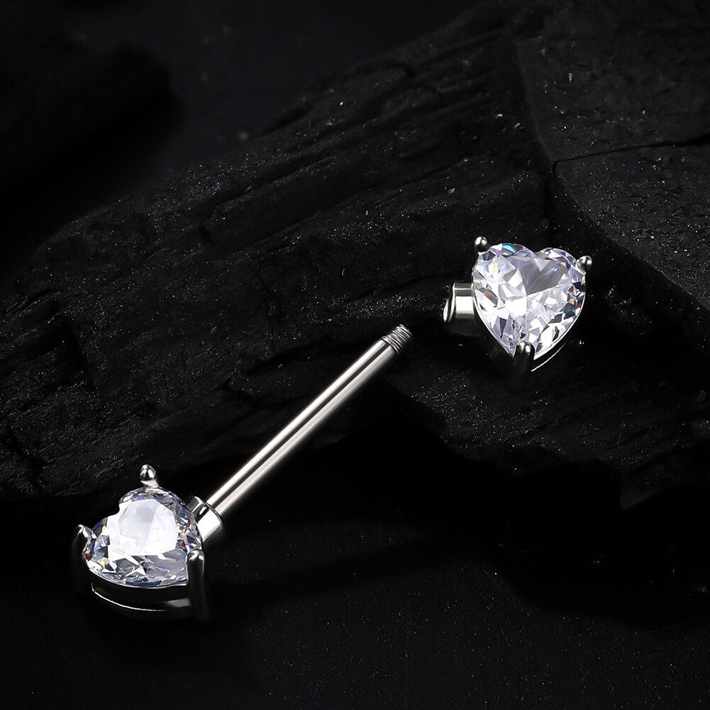 Heart CZ Titanium Nipple Jewelry