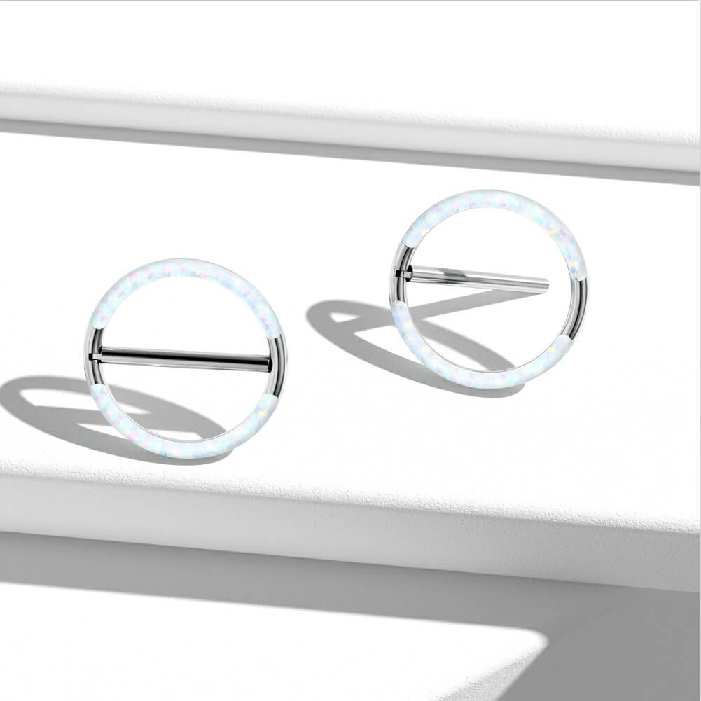 titanium opal nipple rings