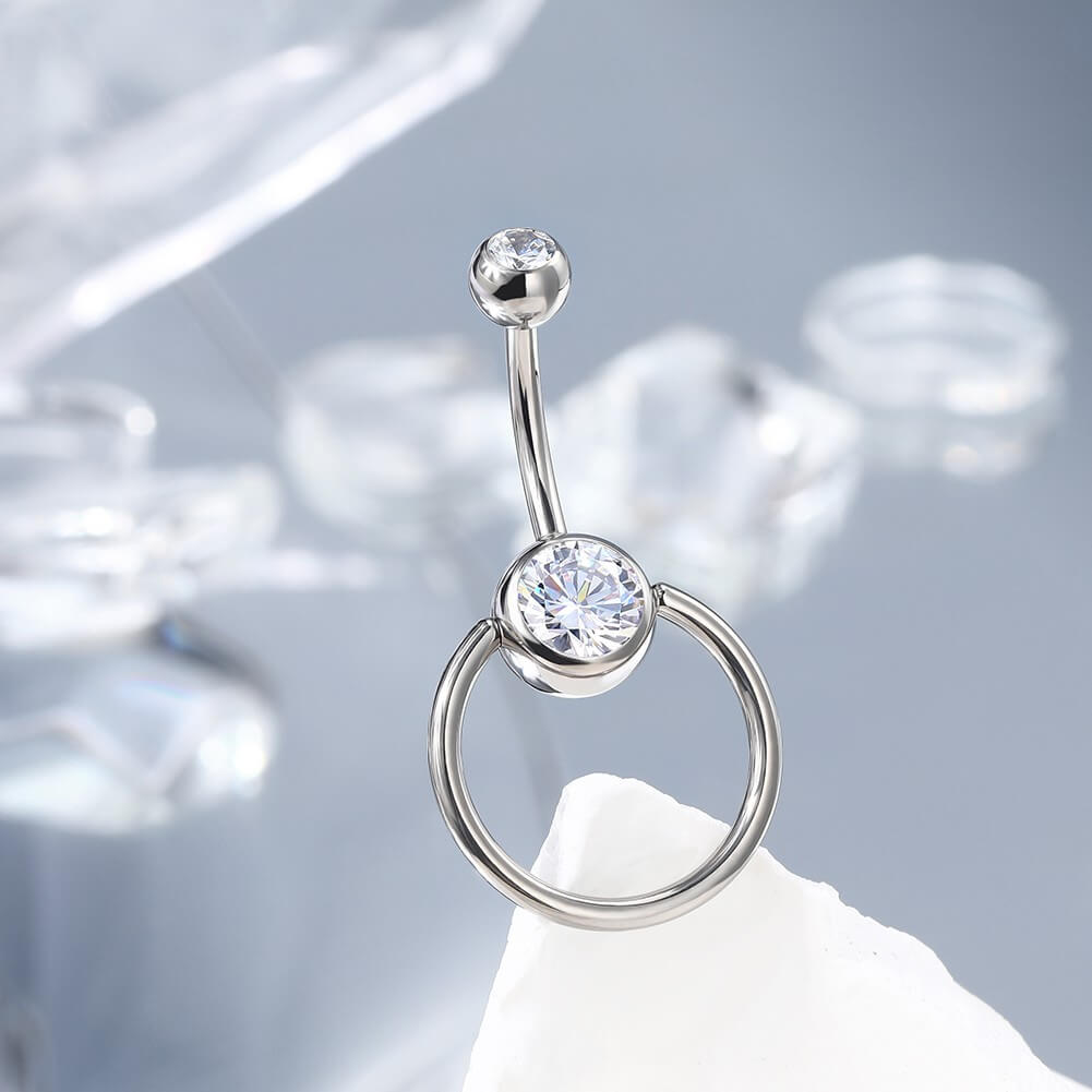 hoop dangle belly button ring