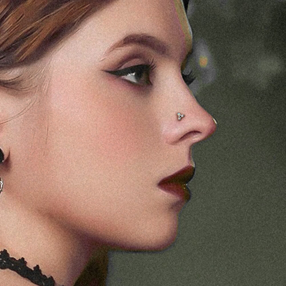 opal nose ring stud piercing
