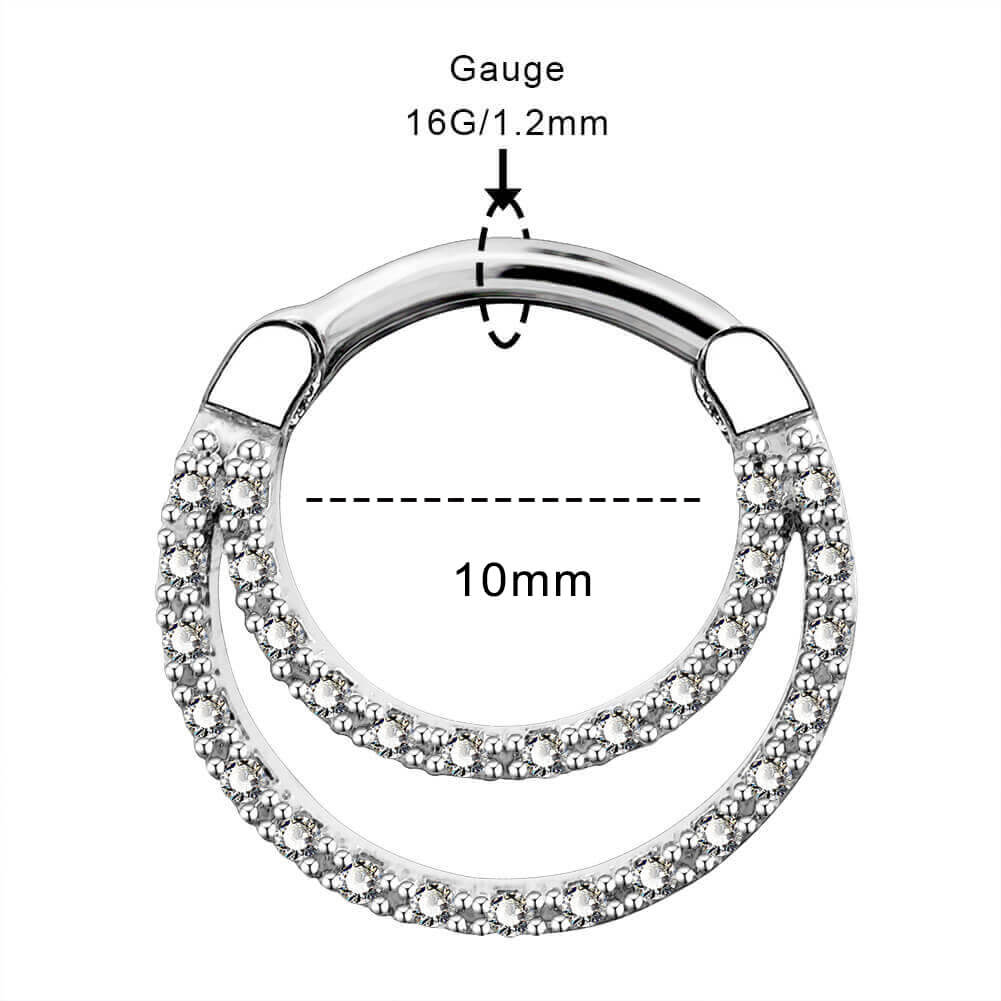 16G CZ Double Loop Daith Earrings Septum Clicker - OUFER BODY JEWELRY