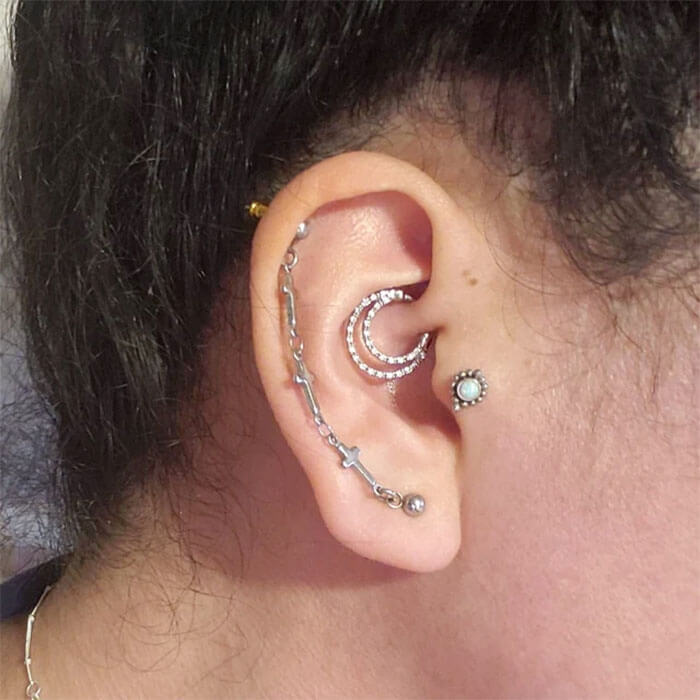 CZ Paved Double Loop Septum Clicker