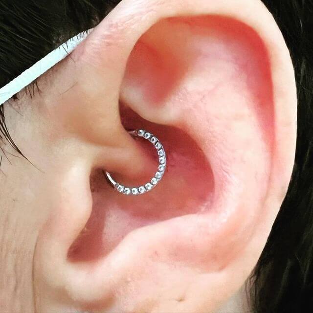 CZ Titanium Front Hinged Segment Helix Daith Ring