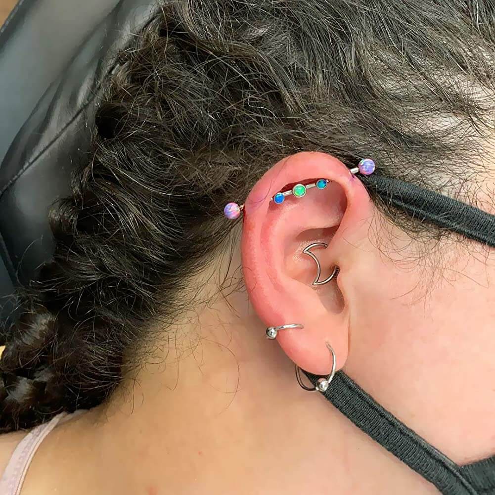 Titanium Moon Daith Cartilage Earrings Helix Hoop
