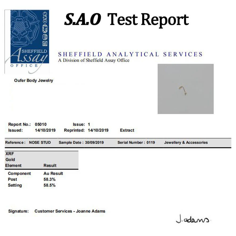 20G CZ 14K Real Gold Screw Nose Stud - OUFER BODY JEWELRY