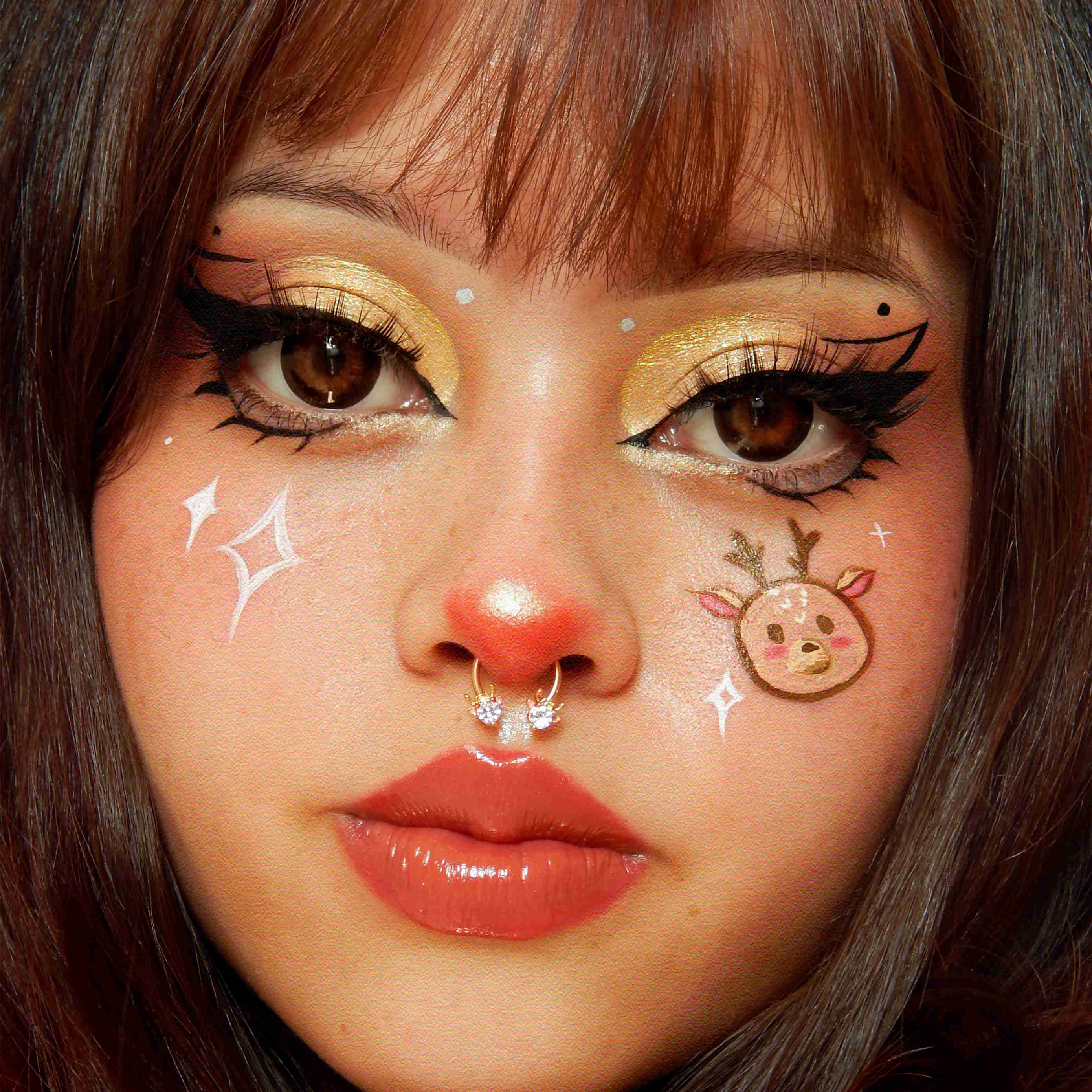 Deer Head Christmas Horseshoe Septum Ring