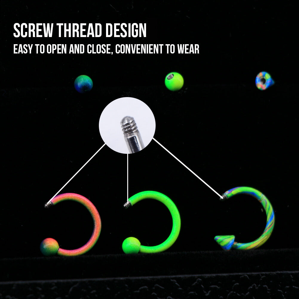 6pcs 16G Spike and Ball Circular Barbell Septum Ring Pack - OUFER BODY JEWELRY