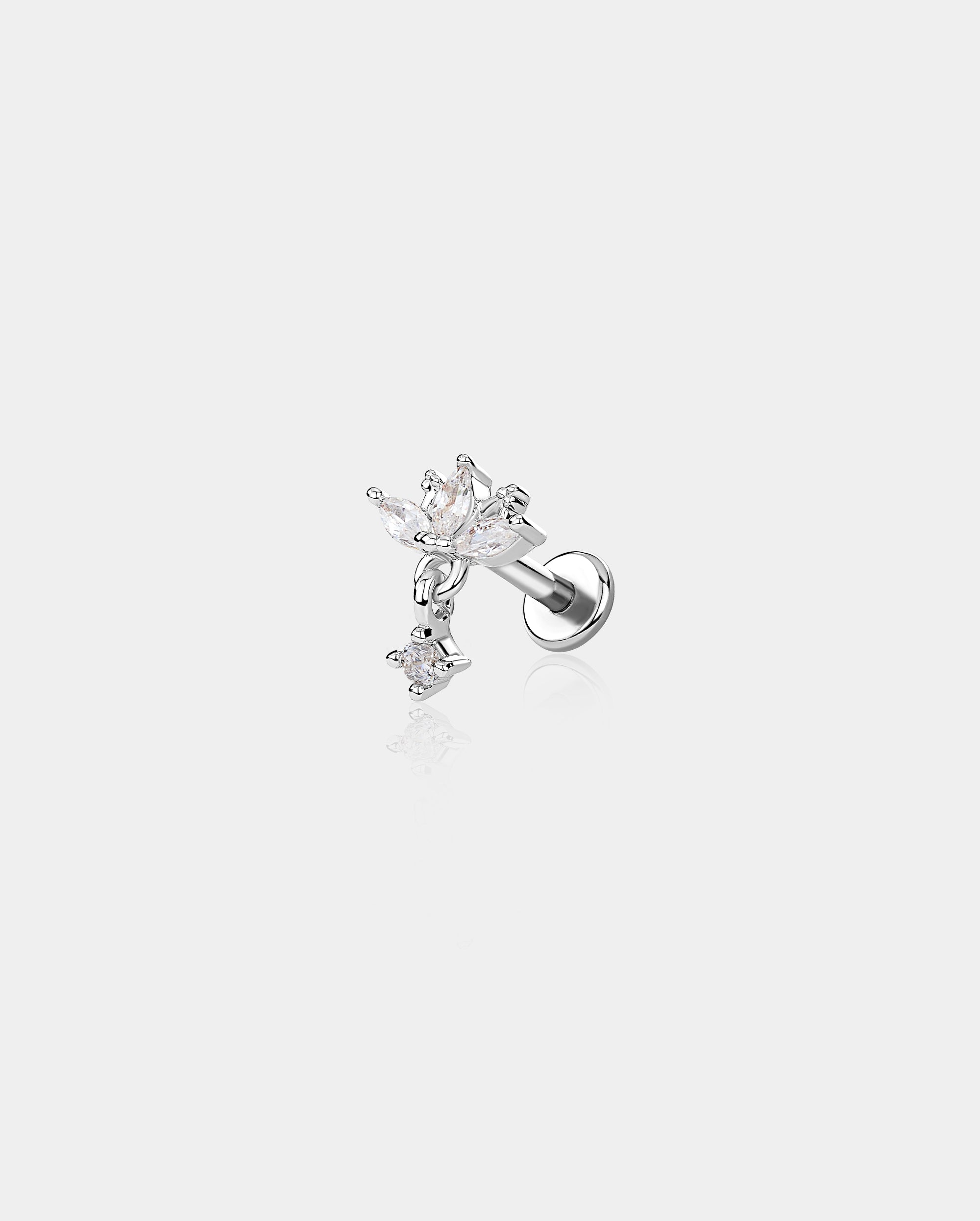 Flower Dangle Internally Threaded Helix Stud