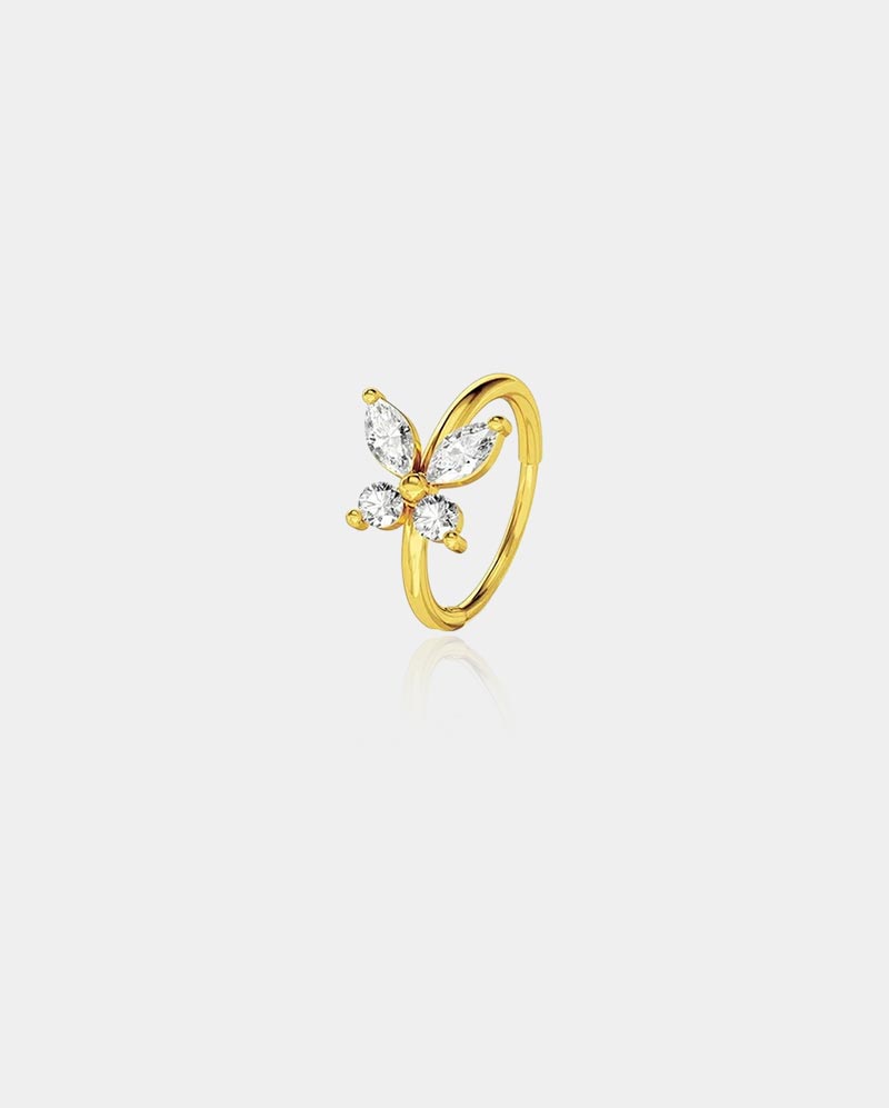 20G CZ Butterfly Segment Nose Ring