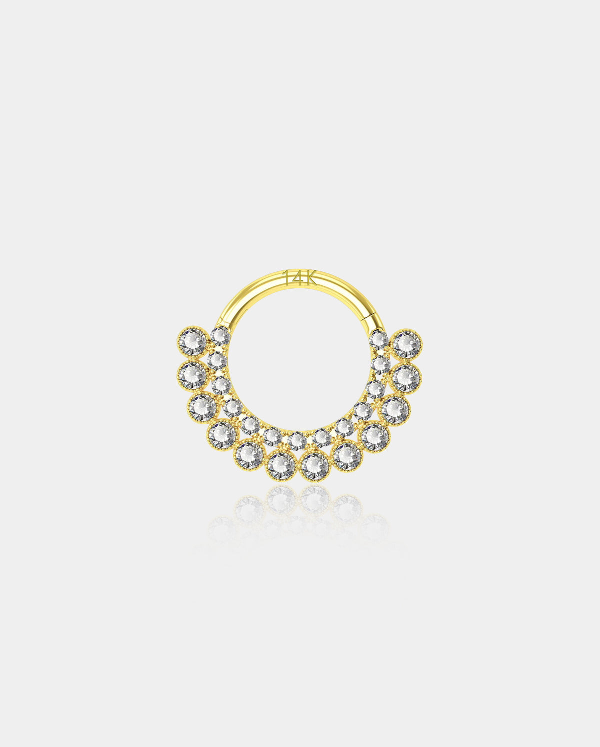 14K Gold CZ Clicker Segment Septum Hoop